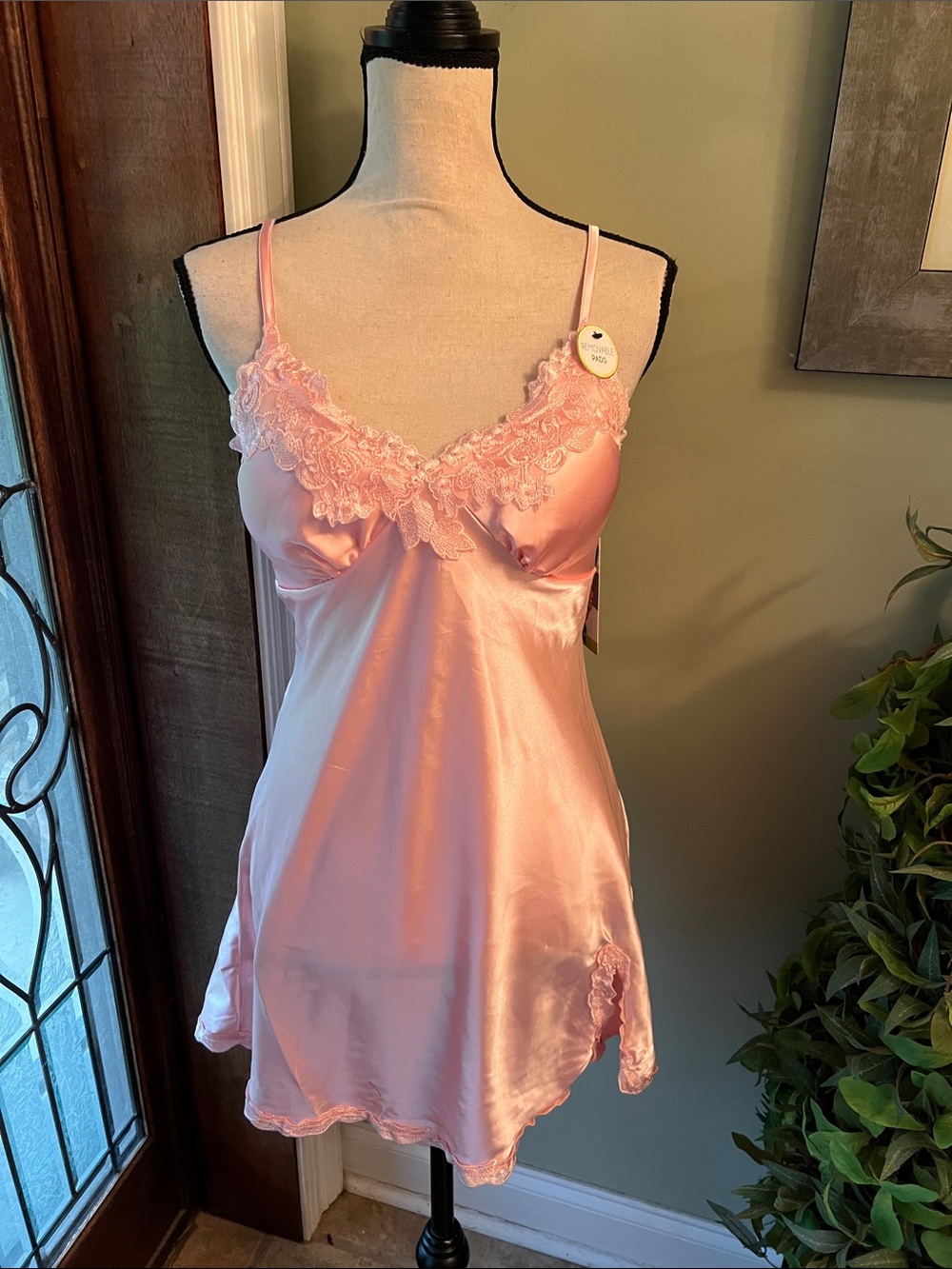 RACHEL Rachel Roy Pink Satin Lace Chemise Slip